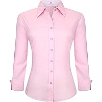 Esabel.C Womens Button Down Shirts Long Sleeve Regular Fit Cotton Stretch Work Blouse