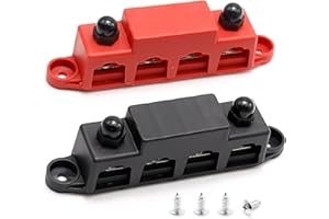 DUZFOREI 250A 12V Busbar 3/8 Inch Distribution Block with 4 Studs Terminal Junction Box for Marine Battery, Featuring A Cover