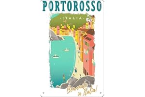Luca Portorosso Benvenuto In Italia Poster Metal Tin Sign Plaque Man Cave Wall 8x12 Inch Wall Art Decoration