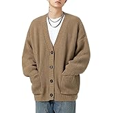 POHADON Mens Cardigan Sweater Button Down Long Sleeve V Neck Cable Knit Sweaters Japanese Streetwear Grunge Clothes