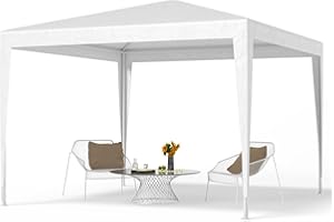 FUNG YARD 10x10 Canopy Tent Party - Sturdy Steel Frame - Thickened PE Cover - Waterproof Outdoor Patio Portable Instant Shade Gazebo for Outdoor Wedding Parties Camping - White