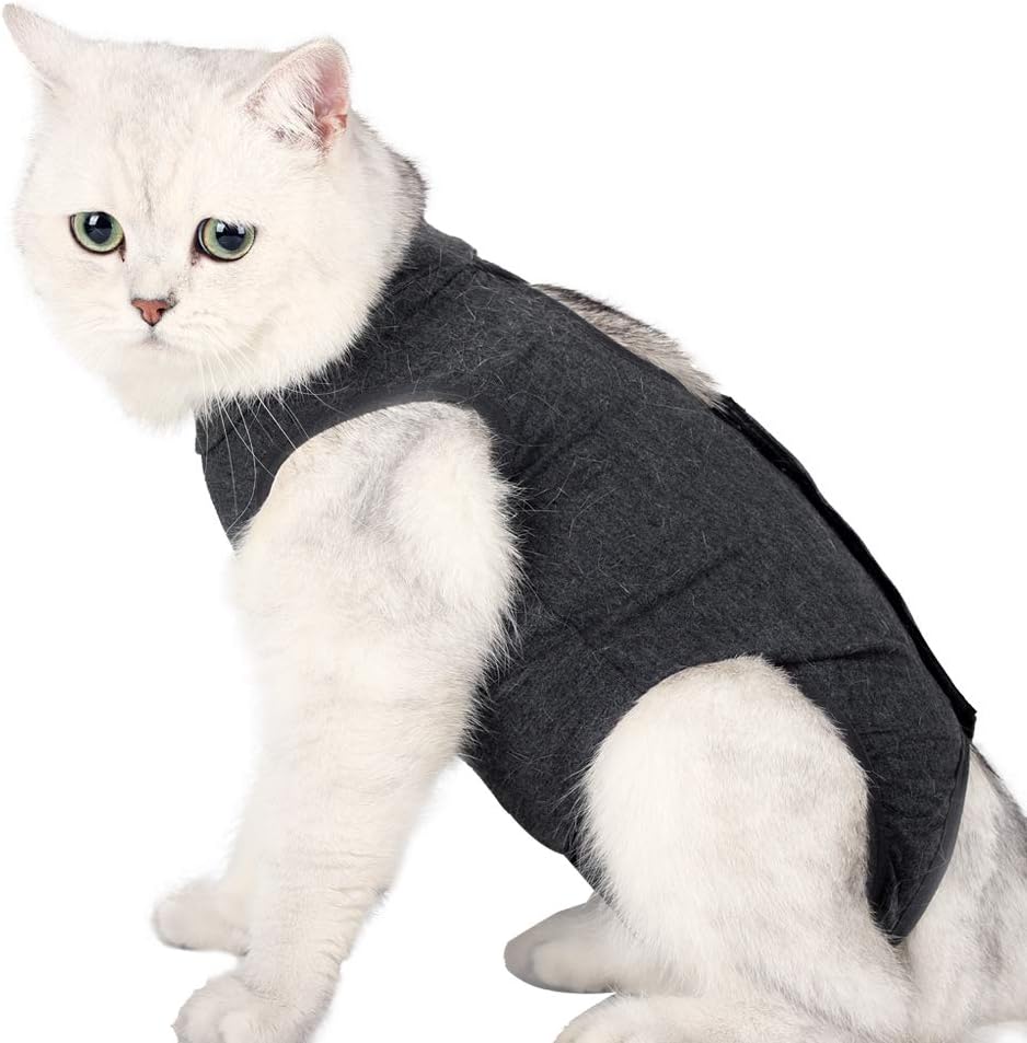 LIANZIMAU Cat Recovery Suit With Avoid Licking For Surgical Abdominal Wounds Soft Breathable Home Indoor Pet Clothing E collar Alternative For Cats Dogs After Surgery Wear Pajama Suit