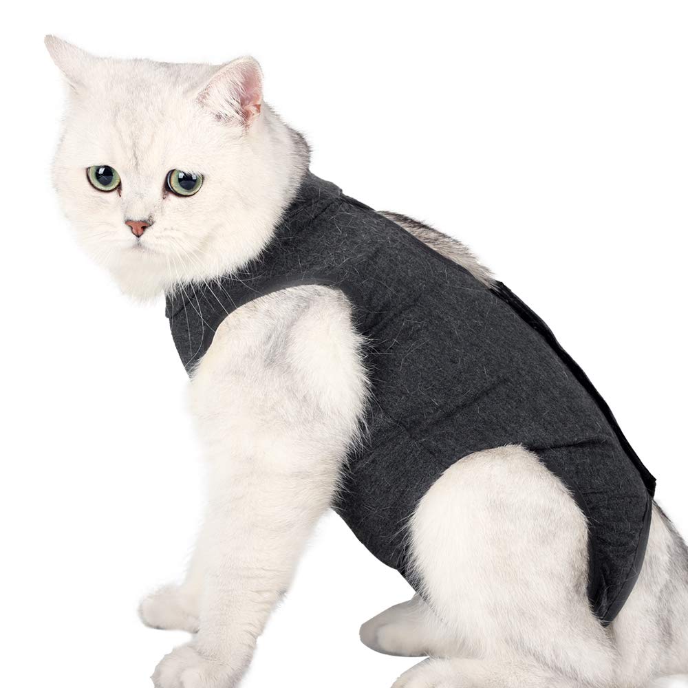 LIANZIMAU Cat Recovery Suit With Avoid Licking For Surgical Abdominal Wounds Soft Breathable Home Indoor Pet Clothing E collar Alternative For Cats Dogs After Surgery Wear Pajama Suit
