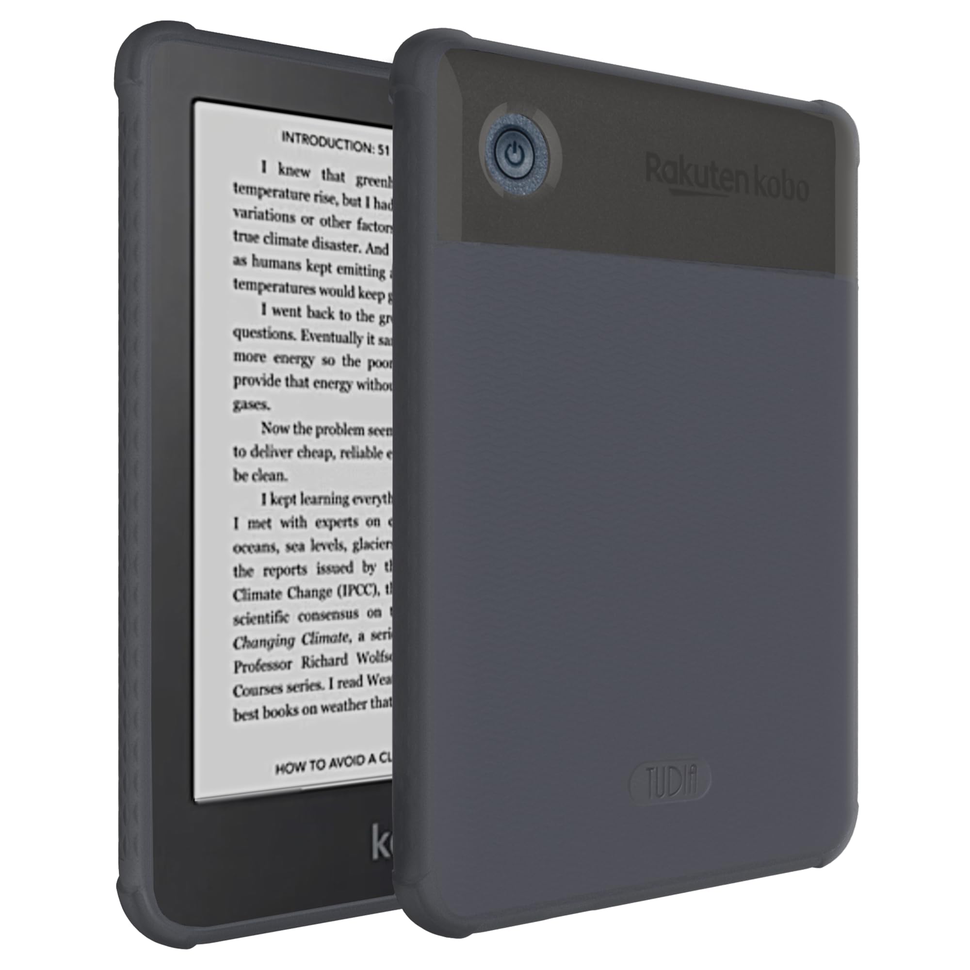 TUDIA Rugged Fit Designed for Kobo Clara 2E Case 6", [SKN] Shockproof Anti-Yellowing Slim Grip Lightweight TPU Skin Bumper Reinforced Corners Drop Protection eReader Rubber Gel Cover (Frosted Black)