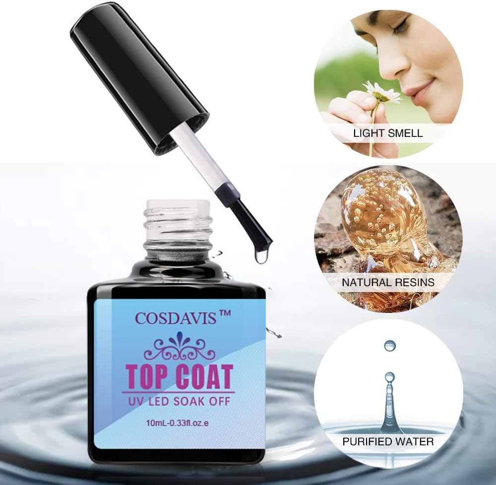 Morovan Gel Top and Base Coat Gel Nail Polish No Wipe Top Coat Base Coat Set Long Lasting Shine Finish for Nail Art Beginner : Beauty