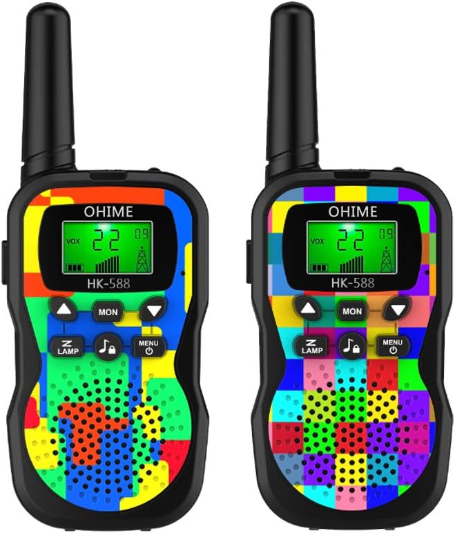 Ohime Kids Walkie Talkies,Cover 3 Miles Range with Backlit LCD Flashlight 22 Channels 2 Way Radio Toy Outdoor Adventures, Camping, Hiking,Party (2Pack NewColour)