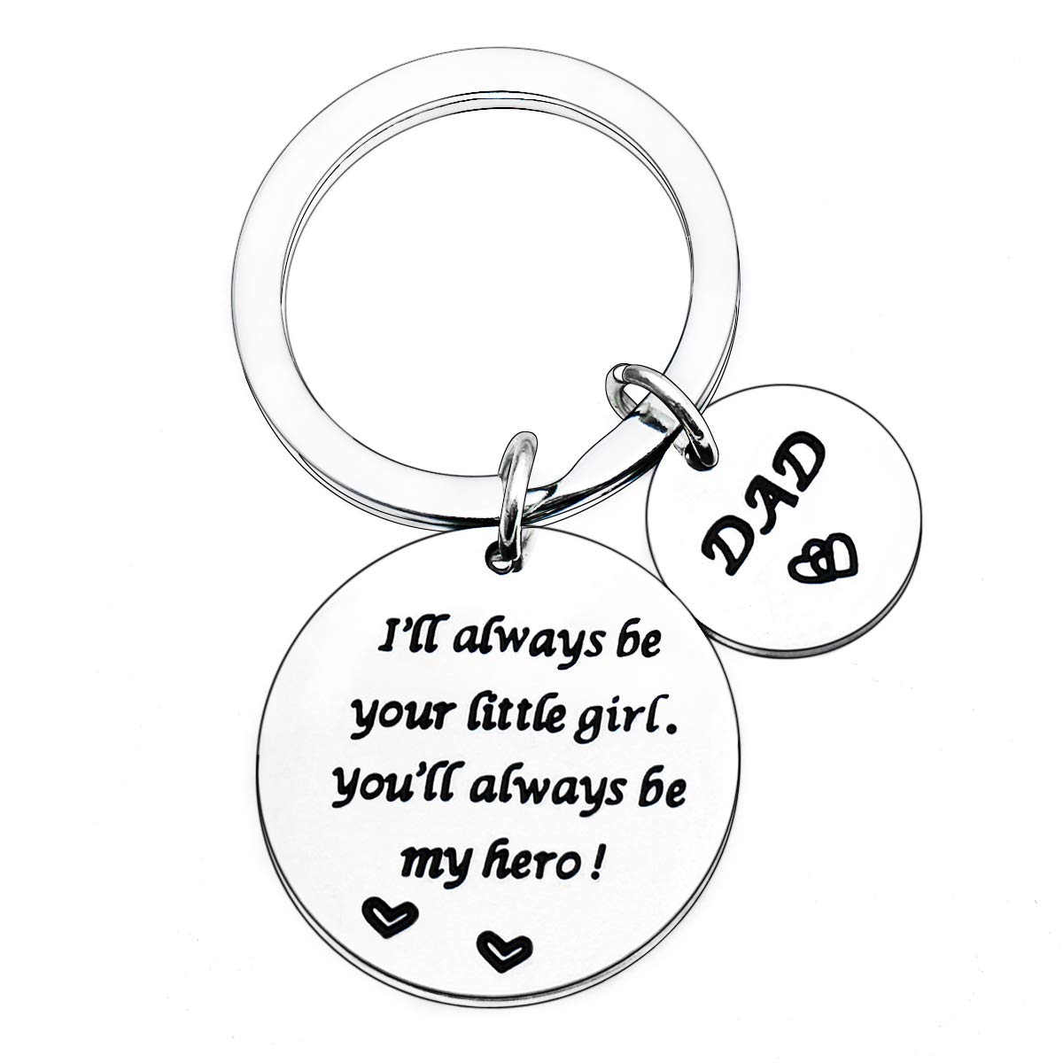 Father's Day Keyring: 'I Will Always Be Your Little Girl' & 'You Will Always Be My Hero' - Perfect Dad Gifts from Daughter
