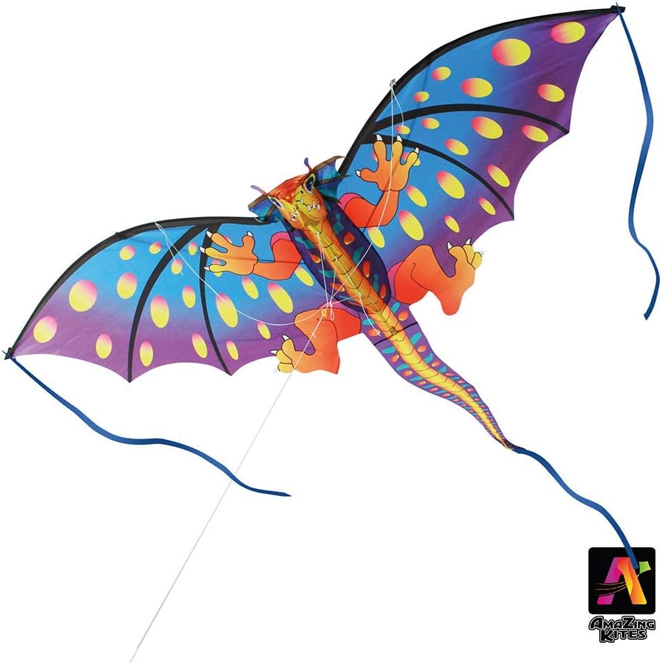 AmaZing Kites 3D Nylon Orange Dragon Kite with 78" Wingspan