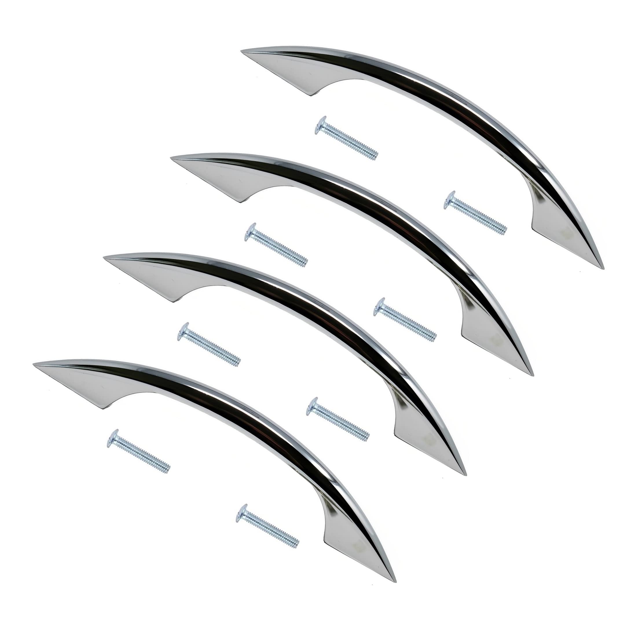 TERF® Traditional Polished Chrome D-Shape Back Fix Pull Handle 93mm (3.66 inch) Including Fixing Screw for Kitchen Cupboard Cabinet Drawer Wardrobe Door Pull Handle - Pack of 4