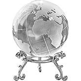 2.3 inch Glass World Globe Ball Crystal Sphere Paperweight for Home Office Desk Ornaments Nautical Decor
