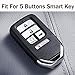 2Pcs Coolbestda Silicone Protective Key Fob Remote Cover Case Skin Jacket for 2019 2018 2017 2016 2015 Honda Accord Civic CR-V CRV Pilot EX-L Touring Premium 5 Buttons Smart Key Black