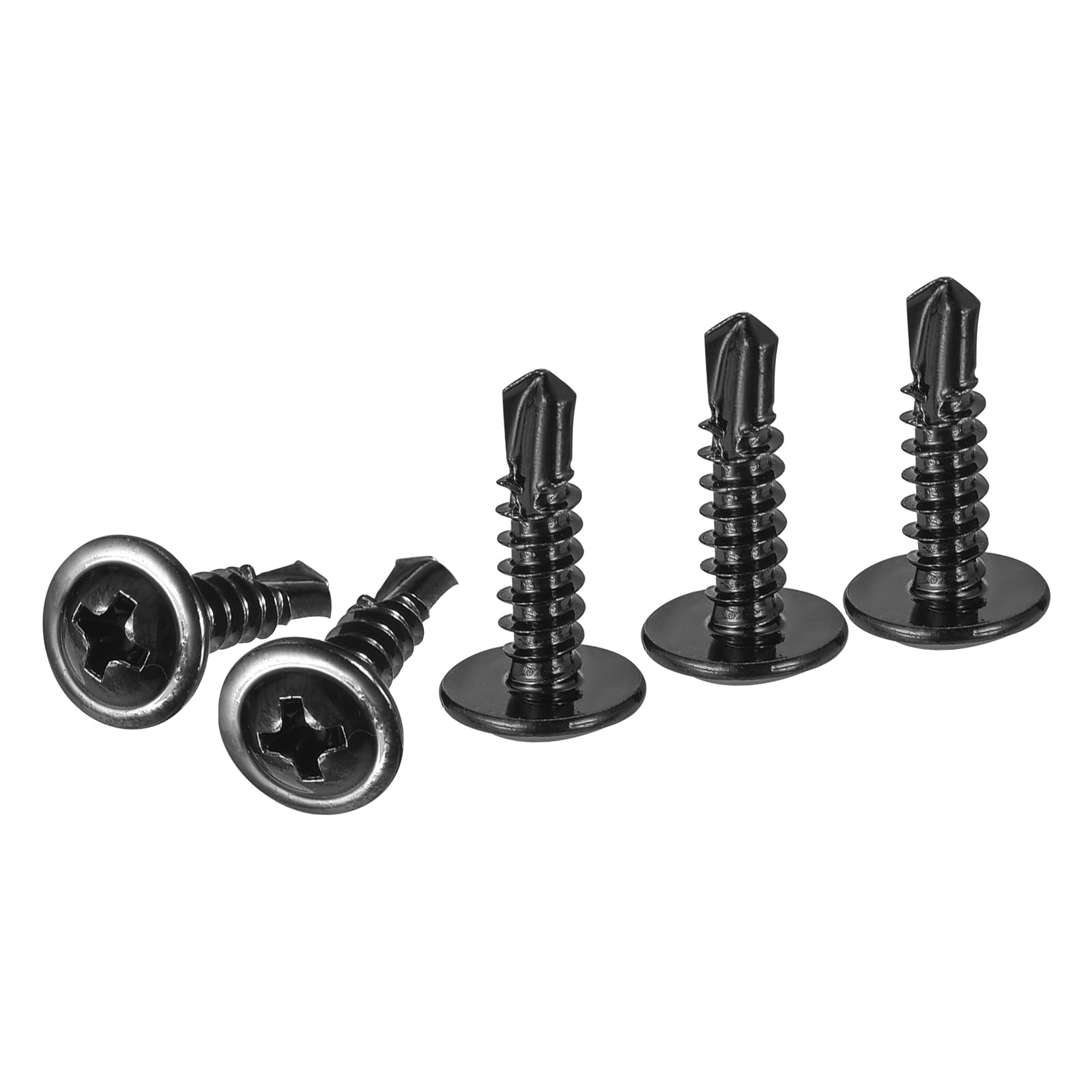 DTGN #8x5/8 Sheet Metal Screws - 200Pack - for Wood, Furniture - 410 Stainless Steel Phillips Round Head Washer Drill Tail Self Tapping Screws - Black