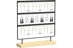 Ausalivan Earring Holder Organizer,Pierced Large Earrings Display Stand For Selling,Small Stud Earring Organizer Rack,Hoop Earring Storage Hanger Tree (Black, 3 tier)