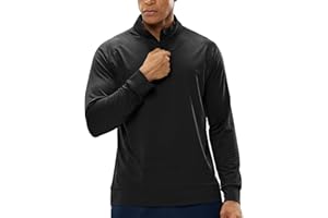 MIER Men's Quarter Zip Pullover UPF 50+ Long Sleeve Golf Hiking Running Athletic Shirts, Lightweight Brushed Back Fleece