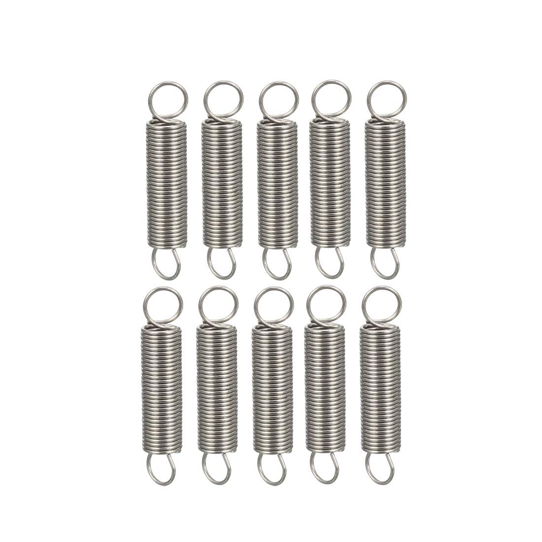 sourcing map Extended Tension Spring Wire Diameter 0.016", OD 0.16", Free Length 0.79" Stainless Steel Small Dual Hook Tension Spring for Machinery Construction Industrial 10pcs