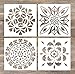 GSS Designs Pack of 4 Wall Stencils 6x6 Inch Laser Cutting Tiles Stencil Template for DIY Home Decor - Use on Wall Floor Tiles Wood Fabric Furniture(SL-005)