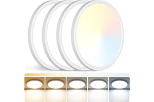 Peasur 11.4×0.66Inch LED Flush Mount Ceiling Light Fixtures - 4 Pack 24W Ultra-Thin Kitchen Bedroom Lighting, 3000k/3500k/400