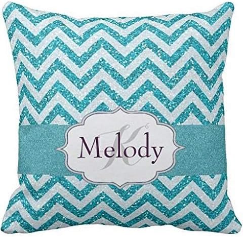 Girly Chevron Aqua Turquoise Blue Sparkle Glitter Throw pillowcase 20*20