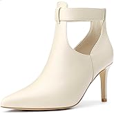 Allegra K Back Zip Stiletto Heel Pointy Toe Booties for Women
