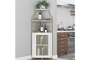 Corner Bar Cabinet, 5-Tier Industrial Wine Rack, Tall Corner Liquor Cabinet, Home Bar Furniture for Living Room, Kitchen, Far
