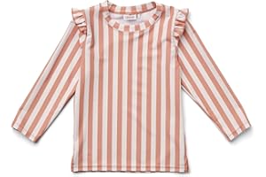 LDIOIF Toddler Girls Long Sleeve Rash Guard Swim Tee Swim Shirts Athletic Tee Swim Top with Ruffles