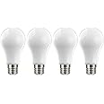 Satco S12440 A19 LED 4-Bulb Value Pack, 100W Replacement, 2700K, White