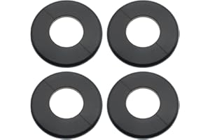 LBTODH 4 Pcs 3.0 Inch Wall Split Flange ABS Round Escutcheon Plate Wall-Mounted Self-Adhesive Water Pipe Cover for Water Pipe Faucet Decoration Accessories, Black