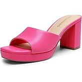 DREAM PAIRS Women's Platform Block Heel Mule Sandals, Square Toe Ankle Strap Slip On Comfortable Heeled Sandals for Party Wedding Shoes