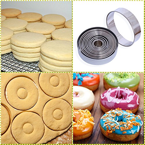 ProTocol Stainless Metal Round Cookie Biscuit Cutter Mousse Dessert Cake Rings Circle DIY Mold for Kitchen Baking Halloween Easter & Christmas (12 pcs)