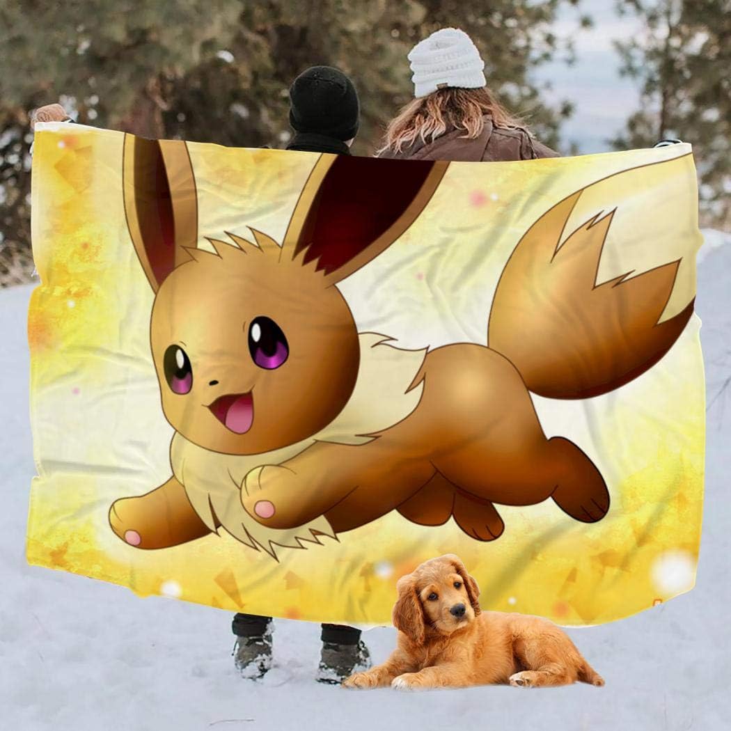 Qvlippga Kawai E-Evee Ultra Soft Fiber Blanket All Season Home Decorative Warm Plush Cozy Blankets for Chair/Bed/Couch/Sofa Twin 60X80Inch