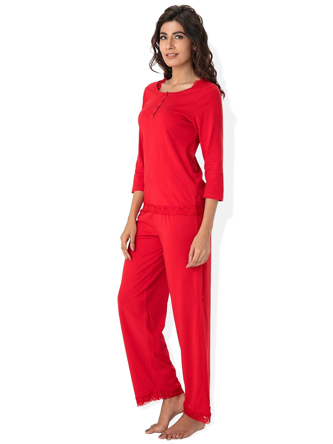 prettysecrets cotton top & pajama set-s