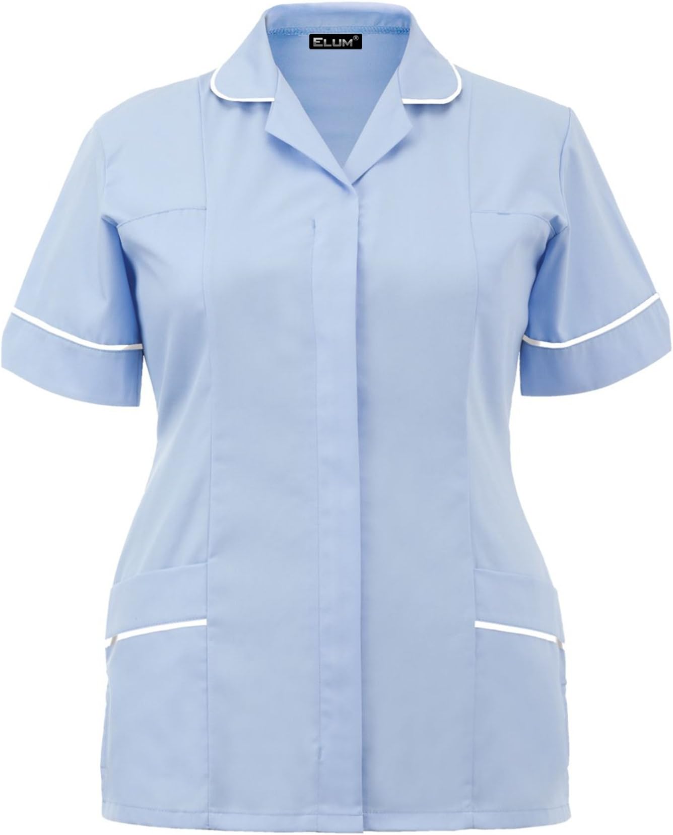 Womens Nurses Tunics Medical Uniform Salon Vet Healthcare Maid Scrub Suit (UK 10, Sky Blue)