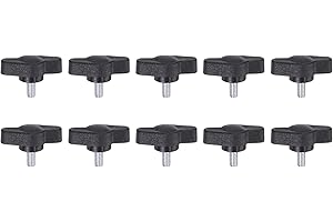 HARFINGTON 10pcs Tee Wing Knobs Thumb Screws M4 x 8mm Standard Male Thread Plastic T/Z Knobs Adjustable Handles Hand Clamping Knobs Grip Thumbscrew, Black