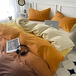 CLOTHKNOW Orange Yellow Comforter Set King 3Pcs