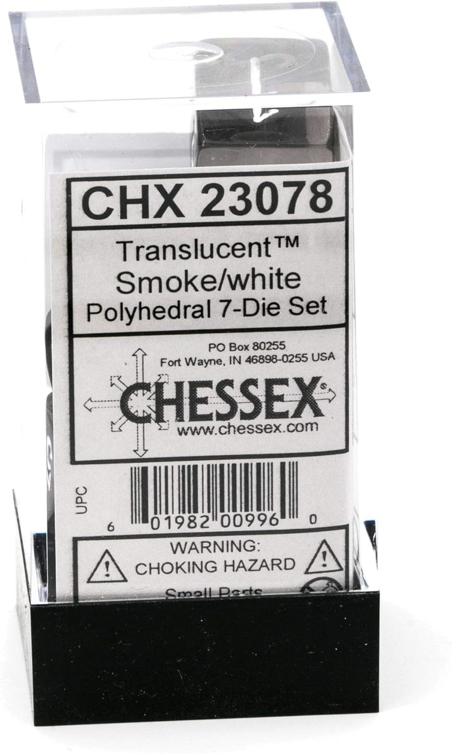 Chessex Translucent: 7pc Smoke/White,Grey