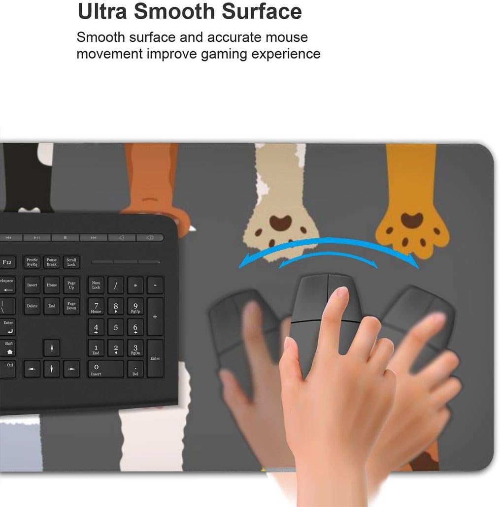 Amazon マウスパッド 大型 ゲーミングマウスパッド 猫 爪 キュート 背景かわいい 防水性 耐久性 滑り止め 低反発キーボードパッド 多機能 超大判 30 80cm おしゃれ Norain マウスパッド 通販