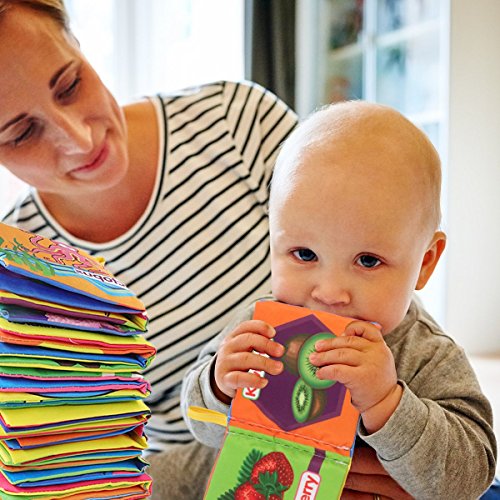DEKIRU 9-Pack Nontoxic Fabric Baby Cloth Books Early Education Toys Activity Crinkle Cloth Book for Toddler