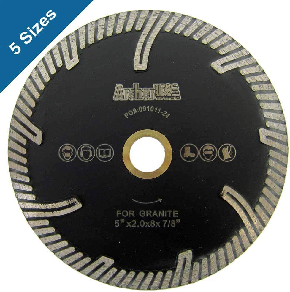 Turbo Blades with Protection Teeth for Stone Cutting (5 Sizes) (7 in. x 2.4mm x diamond - 5/8 in.)