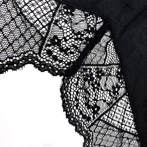 MIBOW Women's Cami Tank Top V Neck Strappy Lace Trim Spaghetti Strap Halter Vests Shirt Camisole Tank Top,Black (Medium, Black)