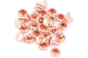 YEWIN Rose gold Tubular Double Cap Rivets - 9mm Rainbow Metal Button Round Rapid Rivet,Rivet Studs for Purse Bags Handbags Shoes Belts Leather Craft Repair (100 PCS)