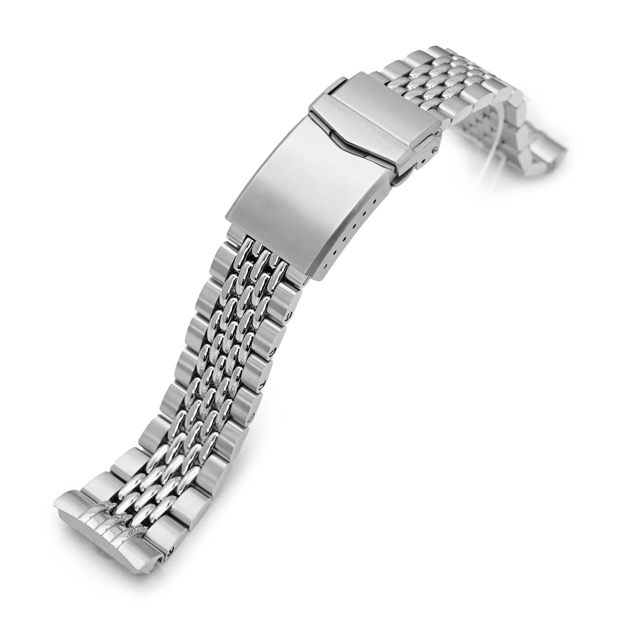 22mm Goma BOR Watch Band Compatible with Seiko New Turtles SRP777, 2-Tone Brushed and Polished