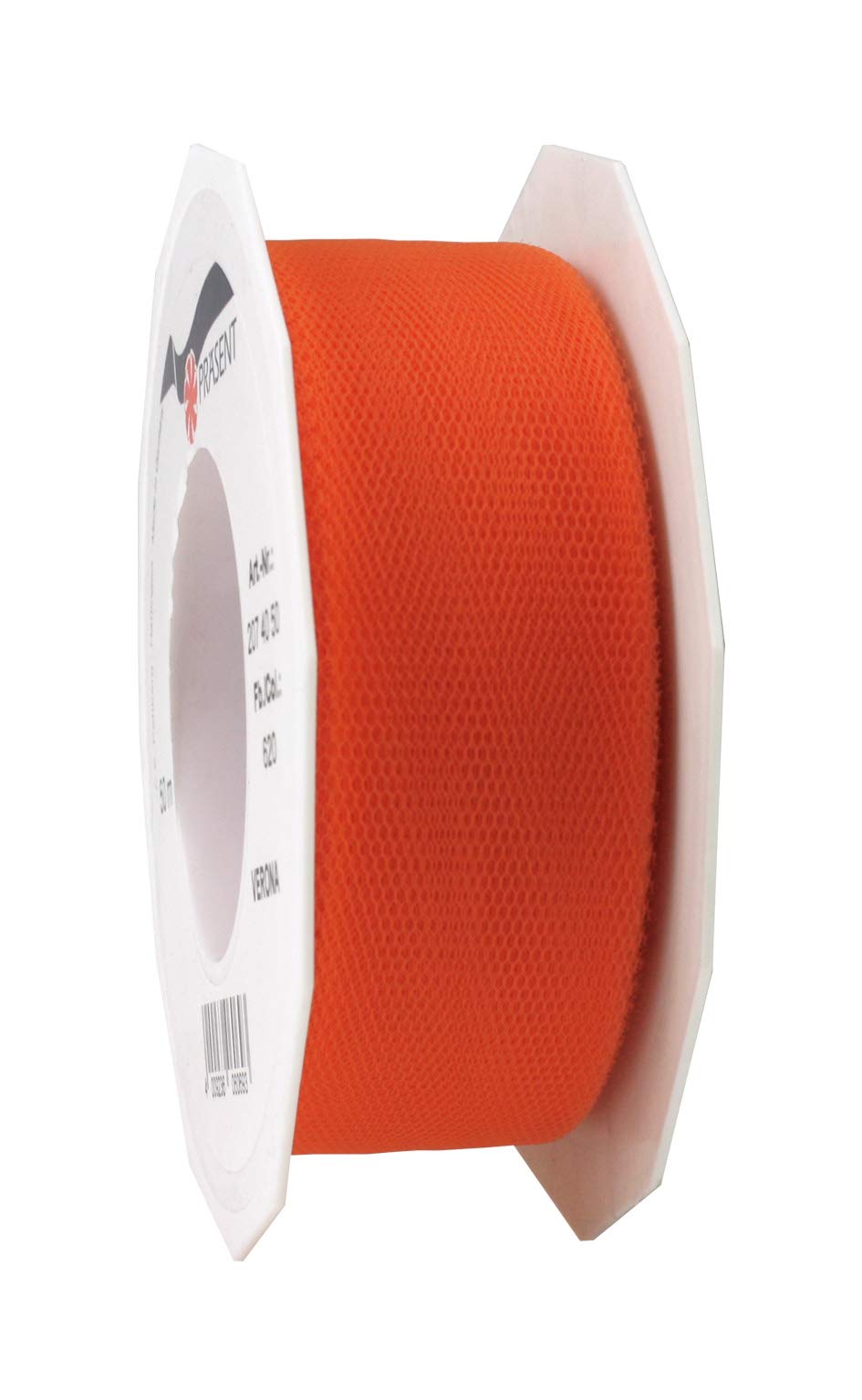 Präsent - Verona Tulle Ribbon Orange 40 mm Width, 50 m Length — image 1