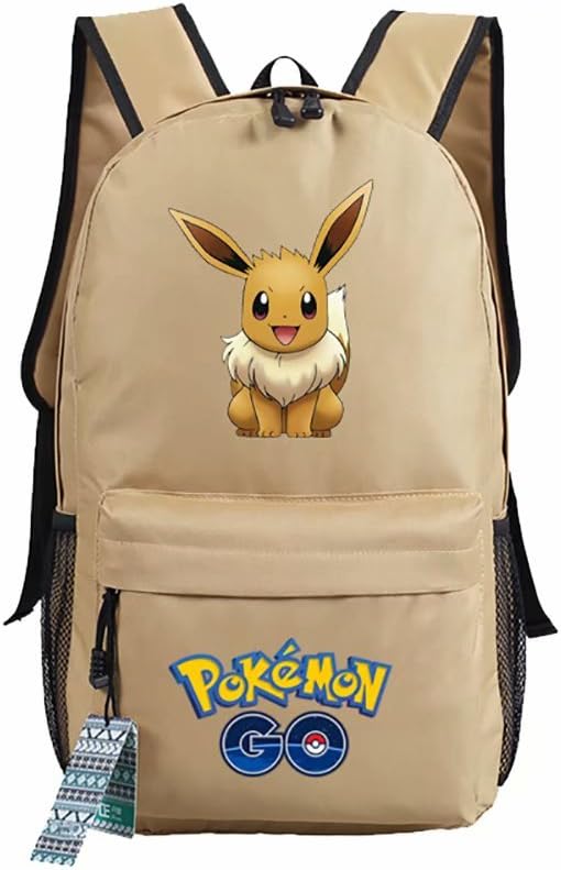 ZFX 600D Oxford Anime Pocket Monsters Special Pokémon Pikachu Gengar Students Backpacks Shoulder Bags Schoolbag Champagne Eevee