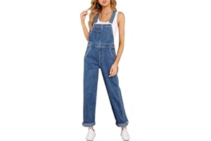 Vetinee Womens Overalls Denim Stretch Straight Leg Jeans Overall Regular Fit Bib Jean Jumpsuits Comfy Adjustable Straps
