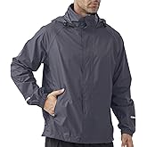 EIGIOO Men's Packable Rain Jacket Lightweight Waterproof Raincoat with Hood for Outdoor Travel Hiking Cycling