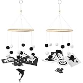 HyDren Baby Mobile for Crib Black and White Crib Mobile Nursery Crib Mobile Handmade Mobiles Decor for Baby Shower Gifts Ceiling Hanging Decorations 2 Styles