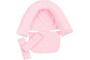 JIAHG Soft Minky Baby Carseat Head Neck Body Support Pillow and Strap Cover Set Toddlers Car Seat Insert Headrest Cushion for Stroller Buggy Bassinet Swing Bouncers Pushchair Newborn Infants Carriers