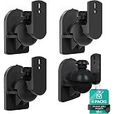 WALI Small Surround Sound Speaker Mount with Adjustable Swivel Tilt Angle | Bookshelf Speaker Mount for Living Room, Home Theater, Speaker Stands Hold up to 7.7 Lbs, (SWM202), 2 Pack, Black