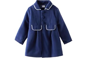 LittleSpring Little Girls Dress Coat Faux Wool Slim-Fit Peacoat