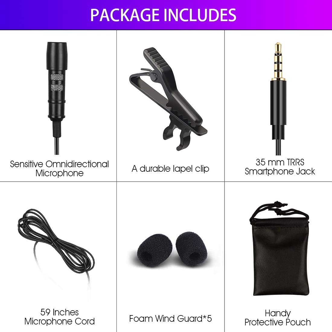 Professional Lavalier Microphone,Phone Microphone, Noise Reduction Mic, Suitable for Interview, Video, Recording, Black.59: Home Audio & Theater